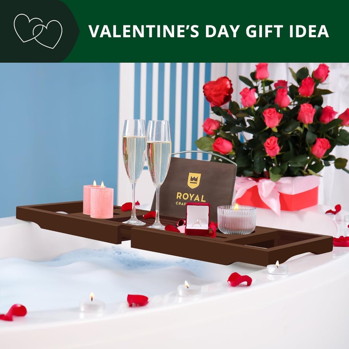 ROYAL CRAFT WOOD Bathtub Tray Caddy for Tub, Bamboo Bath Shelf, Premium Foldable Wood Bath Table, Expandable Bathtub &amp; Bathroom Accessories, New Home Gifts for Mom, Housewarming, Anniversary, Wedding - Homesidy.com