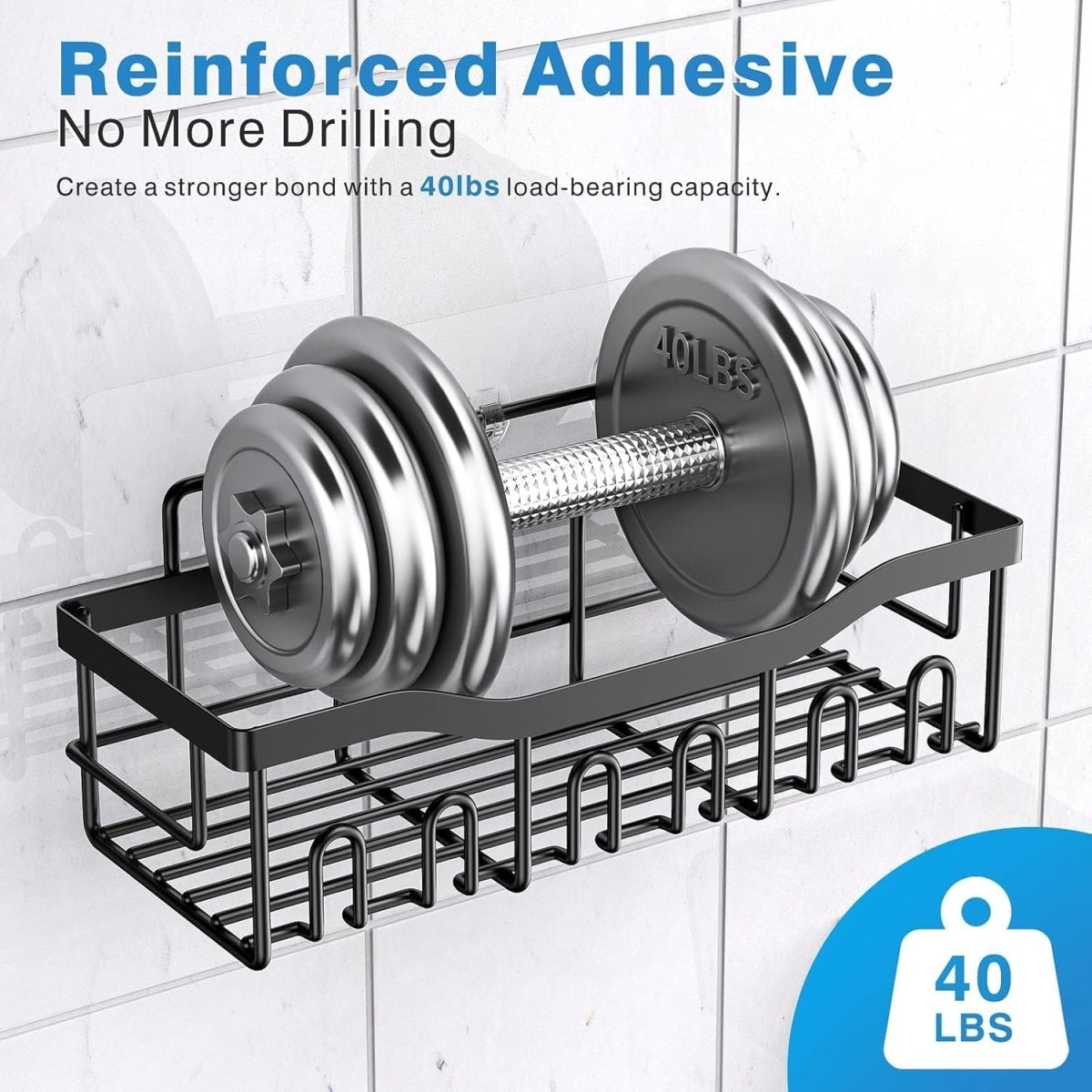 EUDELE 5 - Pack Rustproof Stainless Steel Shower Caddy Set– No Drill Adhesive Bathroom Organizer, Space - Saving Shower Shelves for Apartment Essentials, Bathroom/Kitchen Storage Home Decor - L Size - Homesidy.com