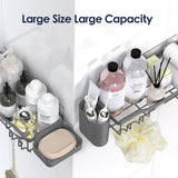 NESOMI Shower Caddy Adhesive Shower Organizer 7 - Pack, Rustproof Stainless Steel Bathroom Shelves, Large Capacity No - Drill Rack Storage Accessories with Soap Dish Toothbrush Holder &amp;24 Hooks Home Decor - Homesidy.com
