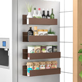 HuggieGems Metal 4 Pack Magnetic Spice Storage Rack Organizer for Refrigerator and Oven, Black Fridge Organizers and Storage - Homesidy.com