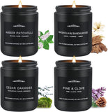 Scented Candle Set, Men Candle Set, Scented Candles for Home, Gifts for Men, 4 Pack Manly Candles Gifts for Mens Scents of Smoke Vanilla/Leather/Oak/Lavender Wood - Homesidy.com