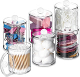 XIPENGKEJI 2 Pack Qtip Holder,Canister Apothecary Jar Set, Bathroom Jars with Lids Set for Cotton Swabs, Balls, Pads, Floss Picks,10oz - 12oz Plastic Canisters Restroom Bedroom Vanity Organizer(Black) - Homesidy.com