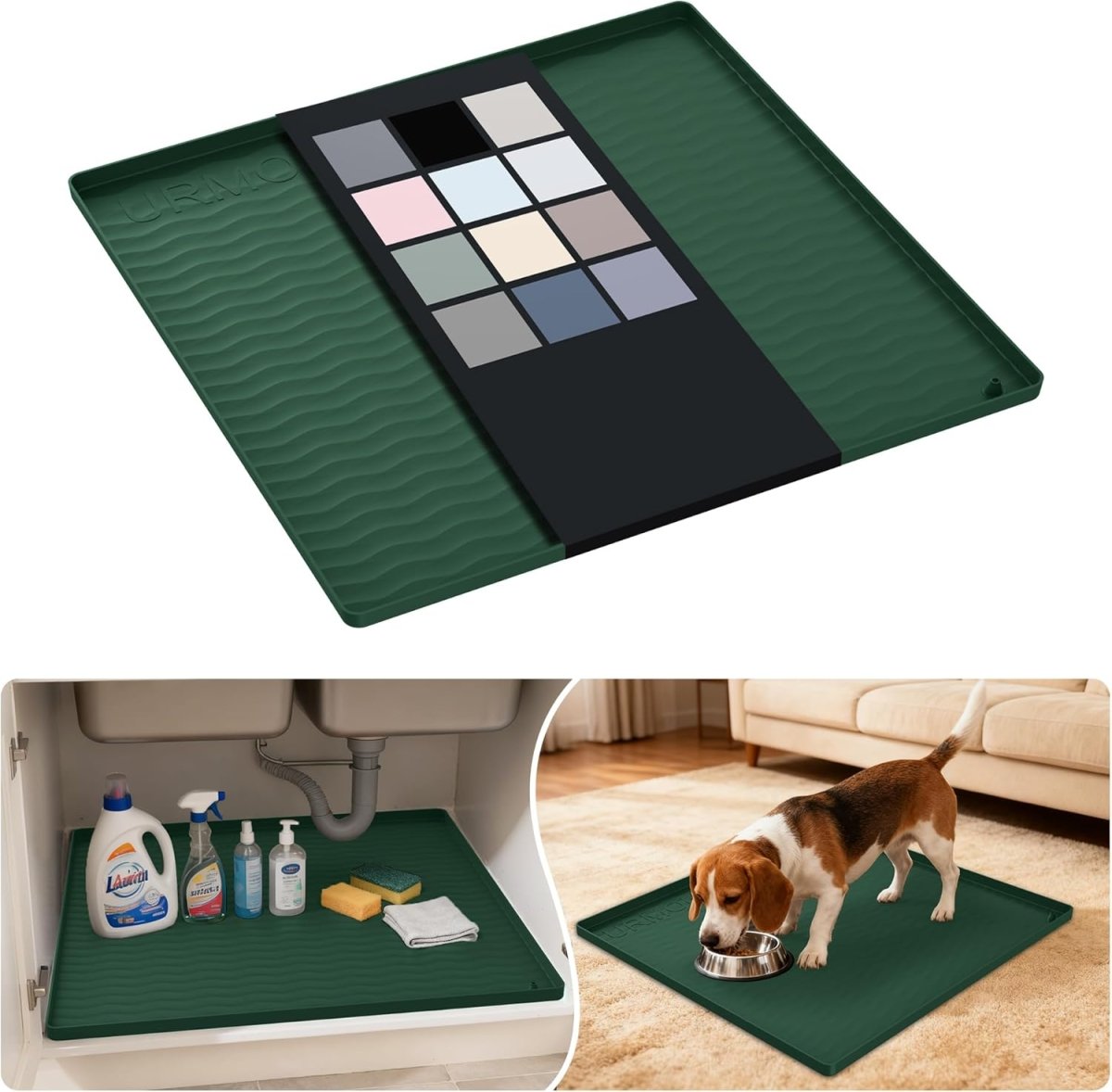 URMONA Waterproof Silicone Under Sink Mat 31 x 22 Shelf Liner for Kitchen and Bathroom, Cabinet and Counter Protector, Storage and Organizers, Litter Mat, Pet Cat Puppy Essentials(Dark Grey) - Homesidy.com