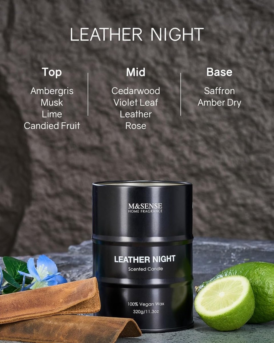 M&amp;SENSE Scented Candle, Tobacco Vanilla Medium Jar Candle Gifts for Men, 70 Hours Slow Burning Natural Soy Candles 11.3oz, Stress Relief Aromatherapy Candles Home Decor, Valentines Day Gifts for Him - Homesidy.com