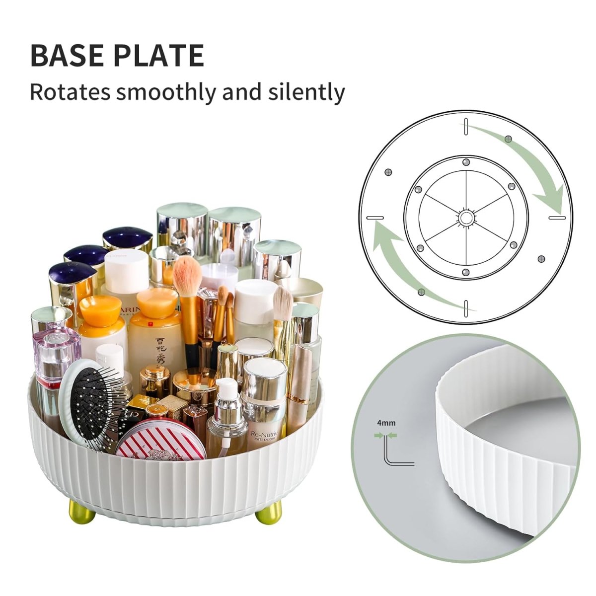funest Makeup Perfume Organizer, 360 Degree Rotating Lazy Susan Cosmetic Desk Storage Lotions Display Case Round Tray with Large Capacity, for your Jewelry - Homesidy.com