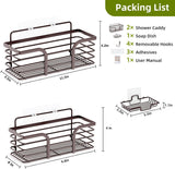 Shower Caddy, Adhesive Shower Organizer with Soap Dish and 4 Hooks, Rustproof Stainless Steel Shower Shelves, Wall Mounted No Drilling Storage Shelf Basket Accessories for Bathroom &amp; Kitchen - Homesidy.com