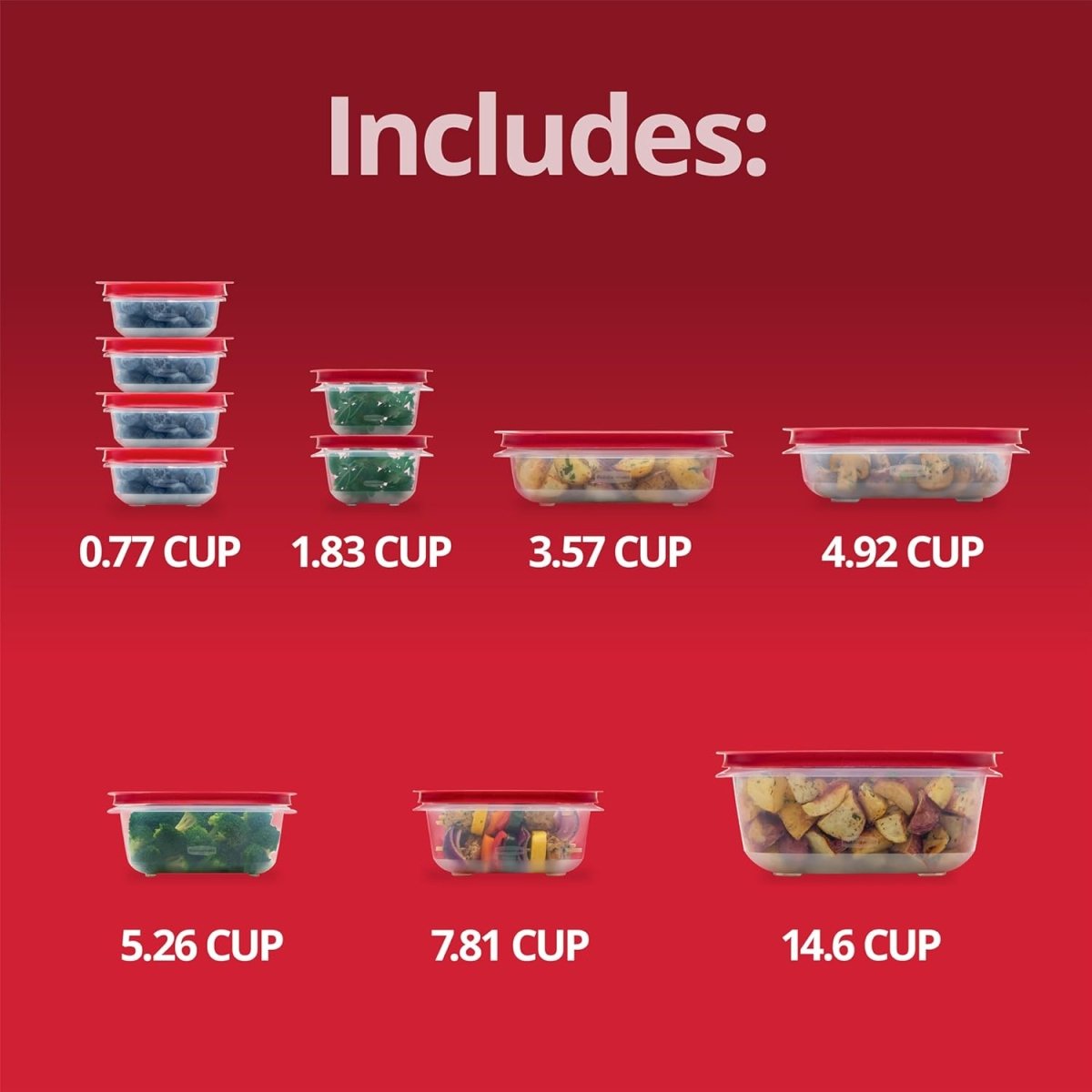 Rubbermaid 16 - Piece BPA - Free Plastic Food Storage Set, Red Vented Lids - Microwave, Dishwasher Safe: Perfect for Meal Prep, Leftovers, and Kitchen Organization - Homesidy.com