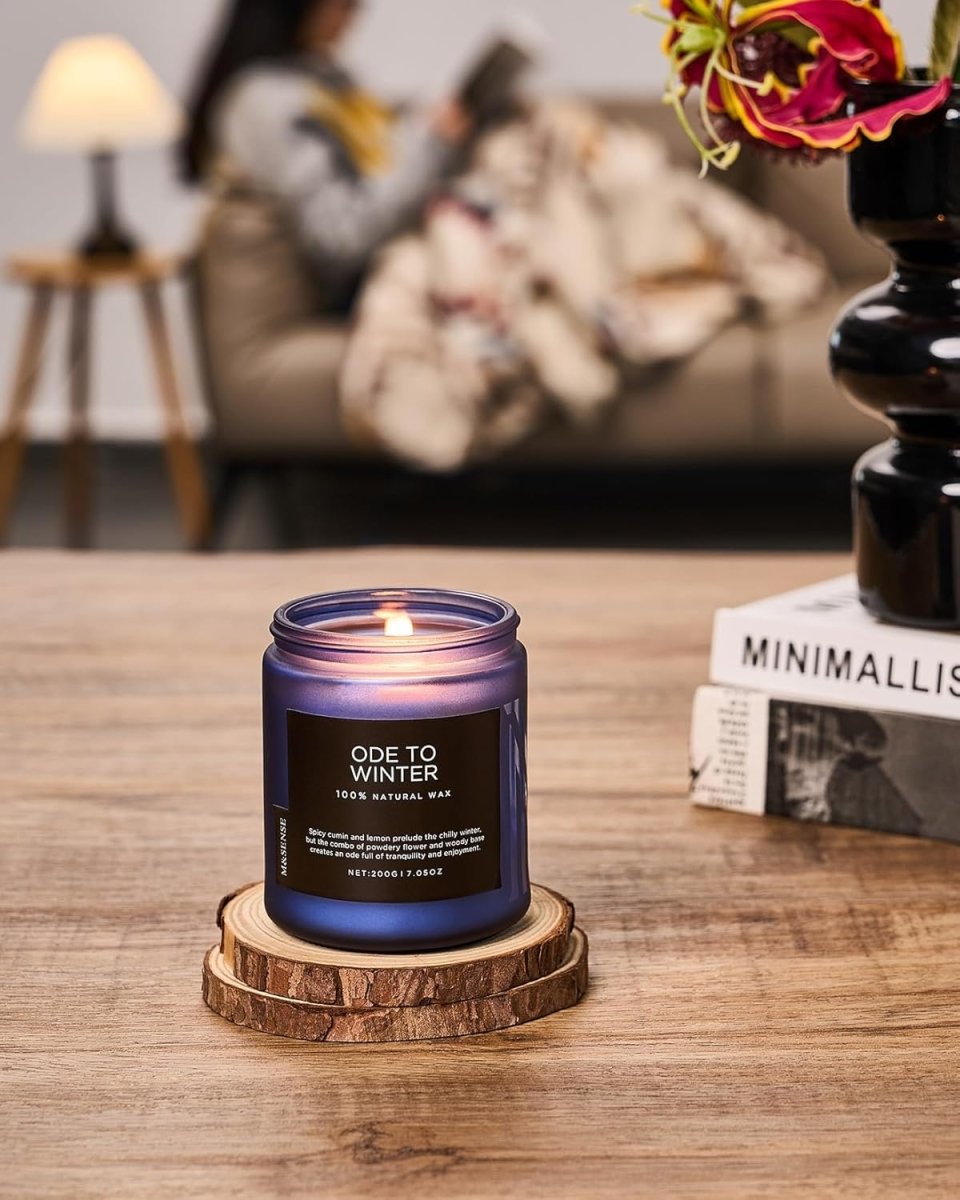 M&amp;SENSE Ode to Winter Soy Candles Strong Scented, 2 Wick Jar Candle 19.4oz 110 Hour Long Lasting, Lavender Sandalwood Organic Natural Aromatherapy Candle Gifts Bedroom Bathroom Home Decor - Homesidy.com