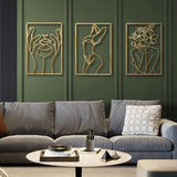 Glamativity 4 Pack Gold Wall Art Decor, Minimalist Single Line Real Metal Wall Art, Womans Body Shape Abstract Wall Art (Gold Classic Style, 17 x 11.8) - Homesidy.com