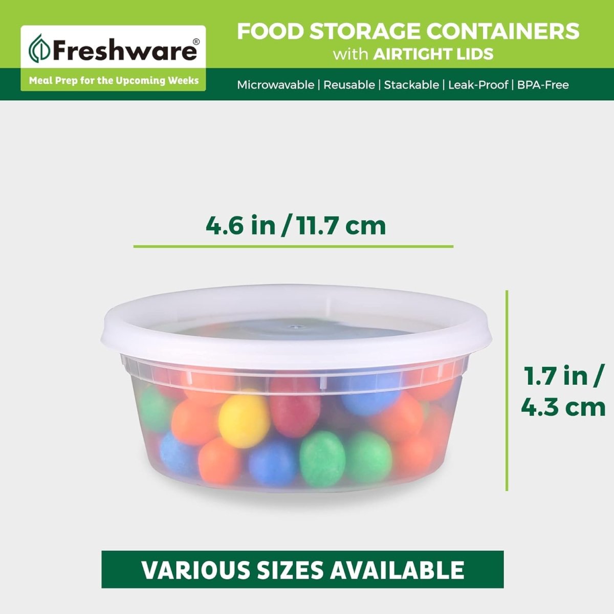 Freshware Food Storage Containers [50 Set] 8 oz Plastic Deli Containers with Lids, Slime, Soup, Meal Prep Containers | BPA Free | Stackable | Leakproof | Microwave/Dishwasher/Freezer Safe - Homesidy.com
