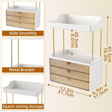 StorBin 3 Drawers Makeup Organizer - 5 Tier Bathroom Counter Organizers and Storage, Versatile Perfume Vanity Organizer, Ideal for Cosmetic, Large Skincare, Face Mask, Office Supplies, Amber - Homesidy.com