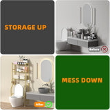 GloTika 3 - Tier Over The Toilet Storage, Space Saver Metal Bathroom Shelves, Freestanding Above Over Toilet Storage Shelf with 4 Hooks for Bathroom, Black - Homesidy.com