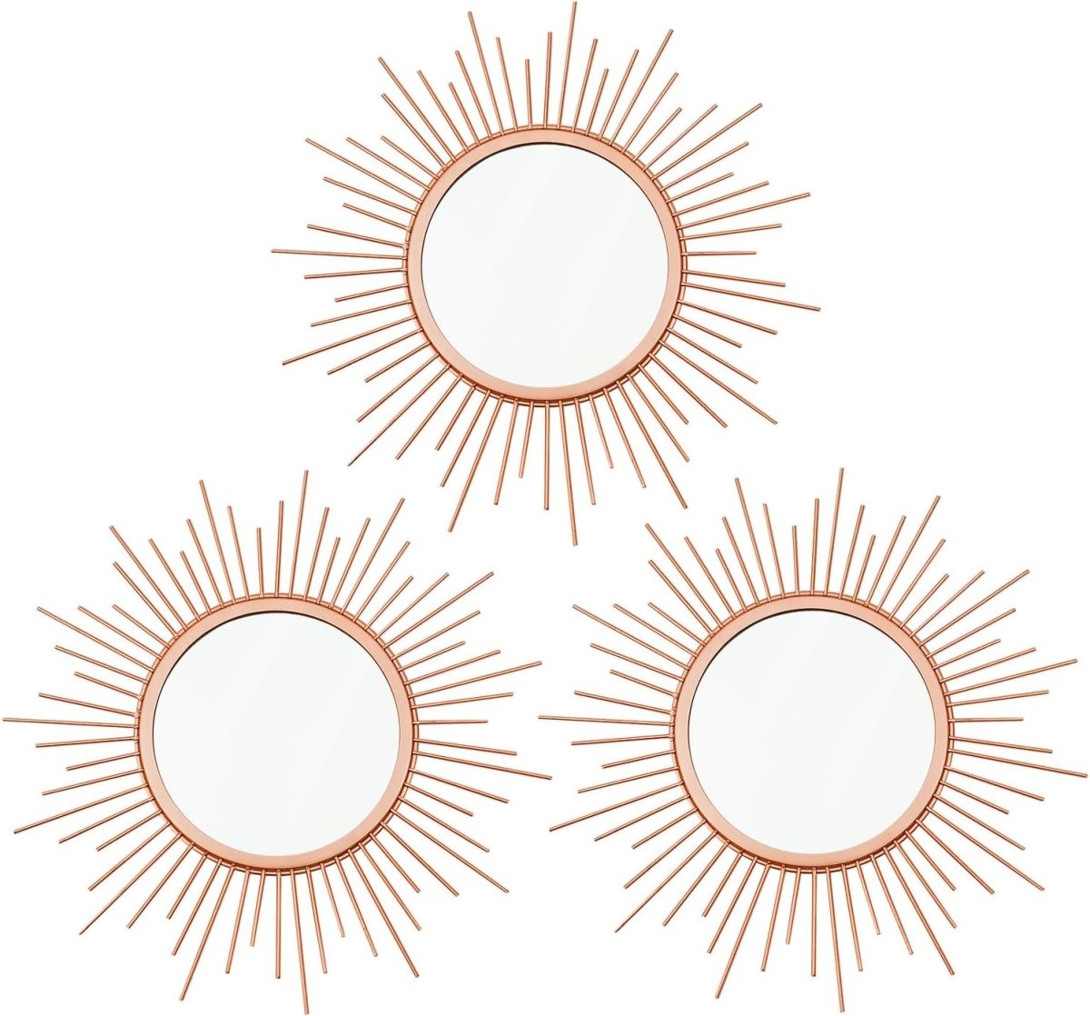 3 Pack Metal Mirrors for Wall Sunburst Wall Mirrors Home Décor Decorative Hanging Wall Art for Living Room Bedroom Entryway (Gold, Flower Sunburst) - Homesidy.com