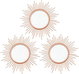 3 Pack Metal Mirrors for Wall Sunburst Wall Mirrors Home Décor Decorative Hanging Wall Art for Living Room Bedroom Entryway (Gold, Flower Sunburst) - Homesidy.com
