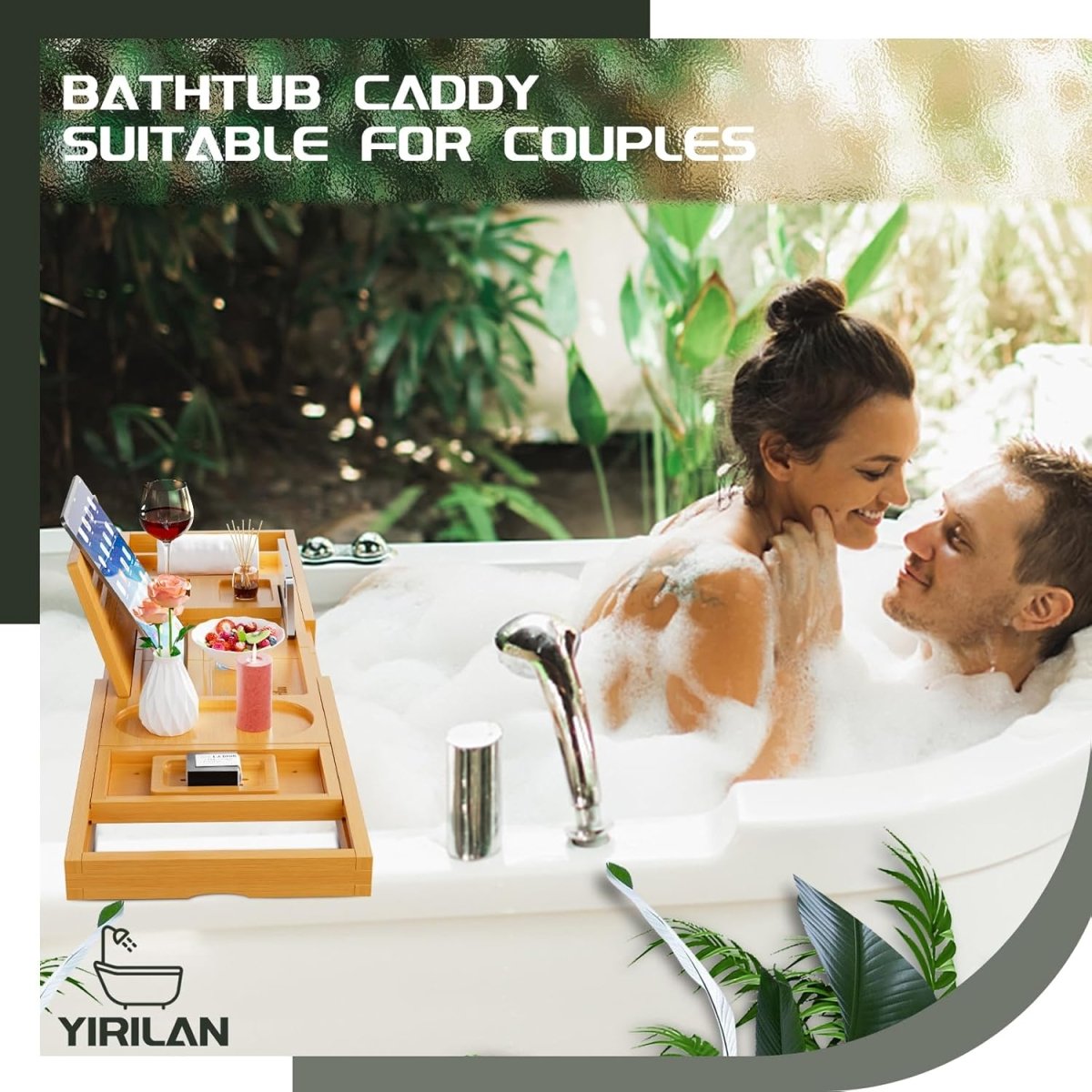 Premium Bathtub Tray Caddy, Expandable Bath Tray, Unique House Warming Gifts, New Home, Anniversary and Wedding Gifts for Couple, Bridal Shower Gift for Women - Homesidy.com