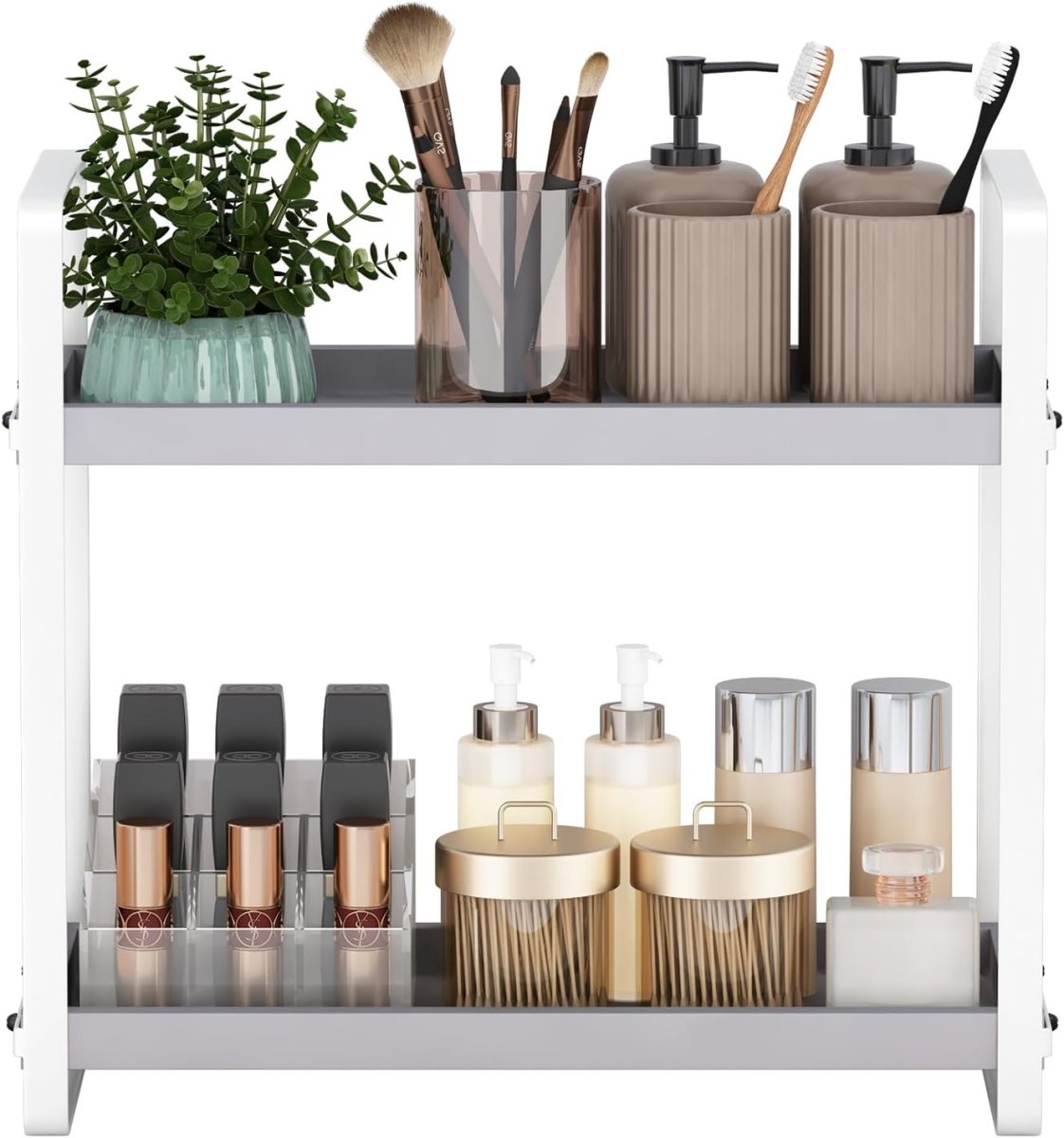 HNRLOY Bathroom Counter Organizer,Bathroom Countertop Organizer,Counter Shelf,Countertop Storage,Organization and Storage,Makeup Shelf,Sink Caddy(Brown 3 Tier) - Homesidy.com