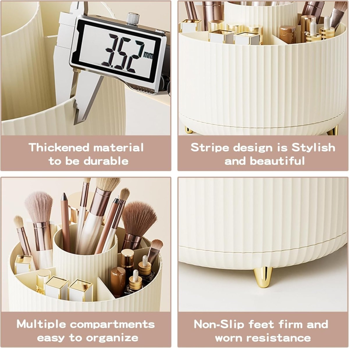 fanado 360° Rotate Makeup Brush Holder Organizer, Makeup Organizers Countertop, Makeup organization and Skincare Storage for Vanity, Desktop, Bathroom (White) - Homesidy.com