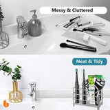 Urbanstrive 304 Stainless Steel Bathroom Toothbrush Holder Toothpaste Holder Stand Bathroom Accessories Organizer (Black, Small) - Homesidy.com