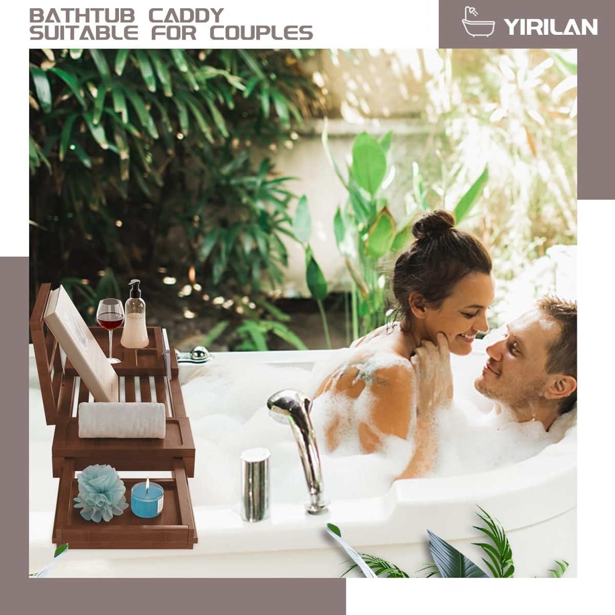 Premium Bathtub Tray Caddy, Expandable Bath Tray, Unique House Warming Gifts, New Home, Anniversary and Wedding Gifts for Couple, Bridal Shower Gift for Women - Homesidy.com