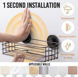 LEVERLOC Shower Caddy Suction Cup, 2 Pack Shower Shelves for Inside Shower with Hooks &amp; Soap Holder, NO - Drilling Bathroom Shower Organizer, Rustproof Meatl Shower Holder Storage, Black - Homesidy.com