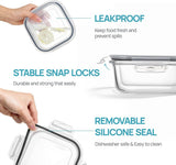 Vtopmart 5Pack 22oz Glass Storage Containers with Lids, Glass Meal Prep Food Container Sets with Snap Airtight Lids for Microwave, Oven, Freezer and Dishwasher, Grey - Homesidy.com