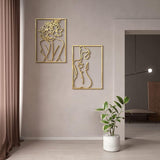 Glamativity 4 Pack Gold Wall Art Decor, Minimalist Single Line Real Metal Wall Art, Womans Body Shape Abstract Wall Art (Gold Classic Style, 17 x 11.8) - Homesidy.com