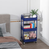 Sywhitta 3 - Tier Plastic Rolling Utility Cart with Handle, Multi - Functional Storage Trolley for Office, Living Room, Kitchen, Movable Storage Organizer with Wheels, White - Homesidy.com