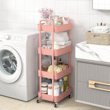 Sywhitta 3 - Tier Plastic Rolling Utility Cart with Handle, Multi - Functional Storage Trolley for Office, Living Room, Kitchen, Movable Storage Organizer with Wheels, White - Homesidy.com
