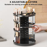 Rotating Makeup Organizer, DIY 8 Adjustable Layers Spinning Skincare Organizer, Cosmetic Display Case with Brush Holder Perfume Tray, Multi - Function Storage Carousel for Vanity Bathroom Countertop - Homesidy.com