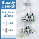Joqixon Upgraded Extended Length Shower Organizer with Hooks, Rustproof Shampoo Soap Holder, Large Hanging Bathroom Caddy - Homesidy.com