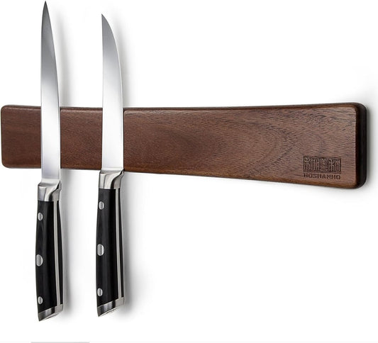 HOSHANHO Magnetic Knife Strips, Magnetic Knife Holder for Wall 16 Inch, Acacia Wood Knife Magnetic Strip Use as Knife Bar, Knife Holder for Kitchen Utensil Organizer - Homesidy.com