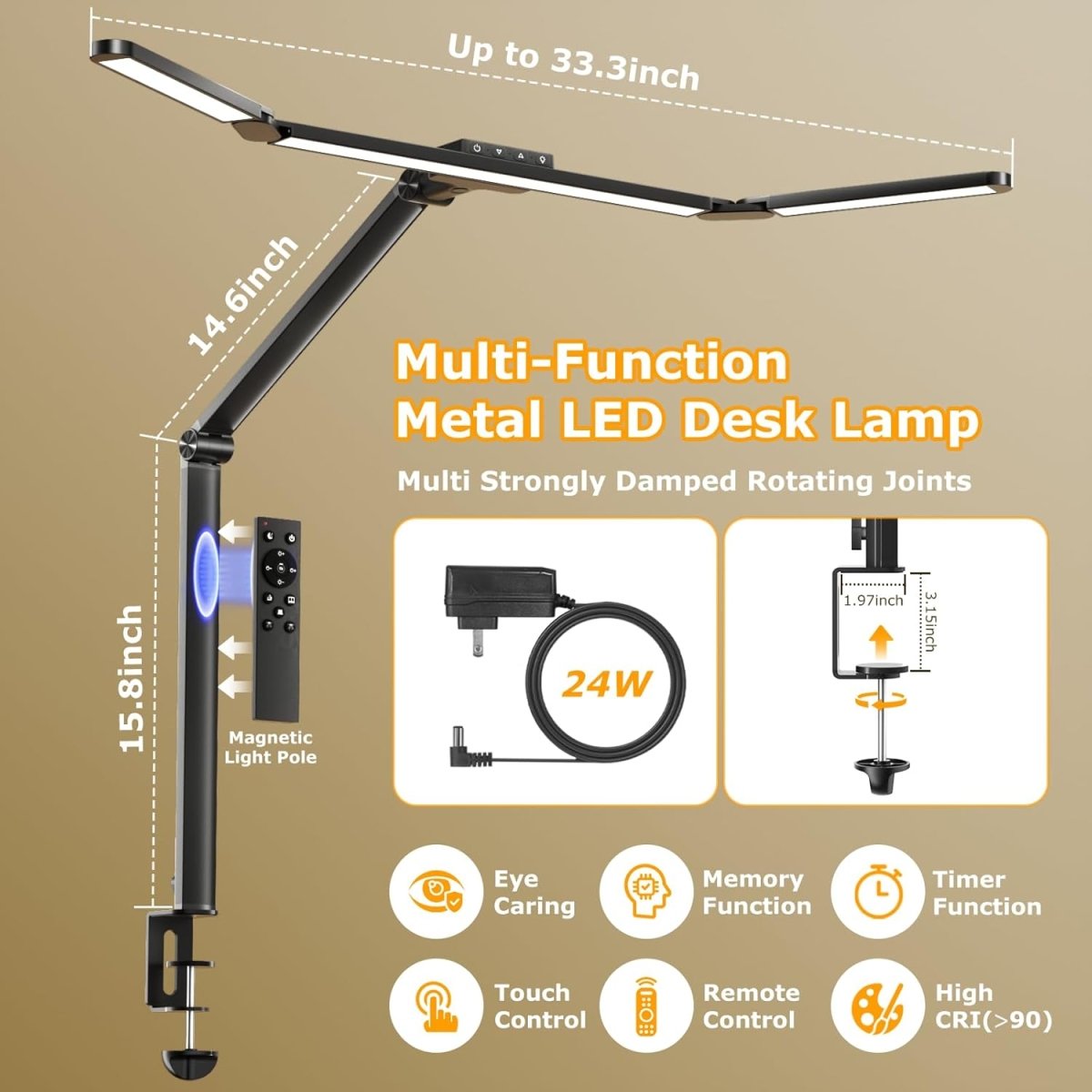 Airlonv LED Desk Lamp for Office Home, Eye - Caring Desk Light with Stepless Dimming Adjustable Flexible Gooseneck, 10W USB Adapter Desk Lamp with Clamp for Reading, Study, Workbench (Black) - Homesidy.com