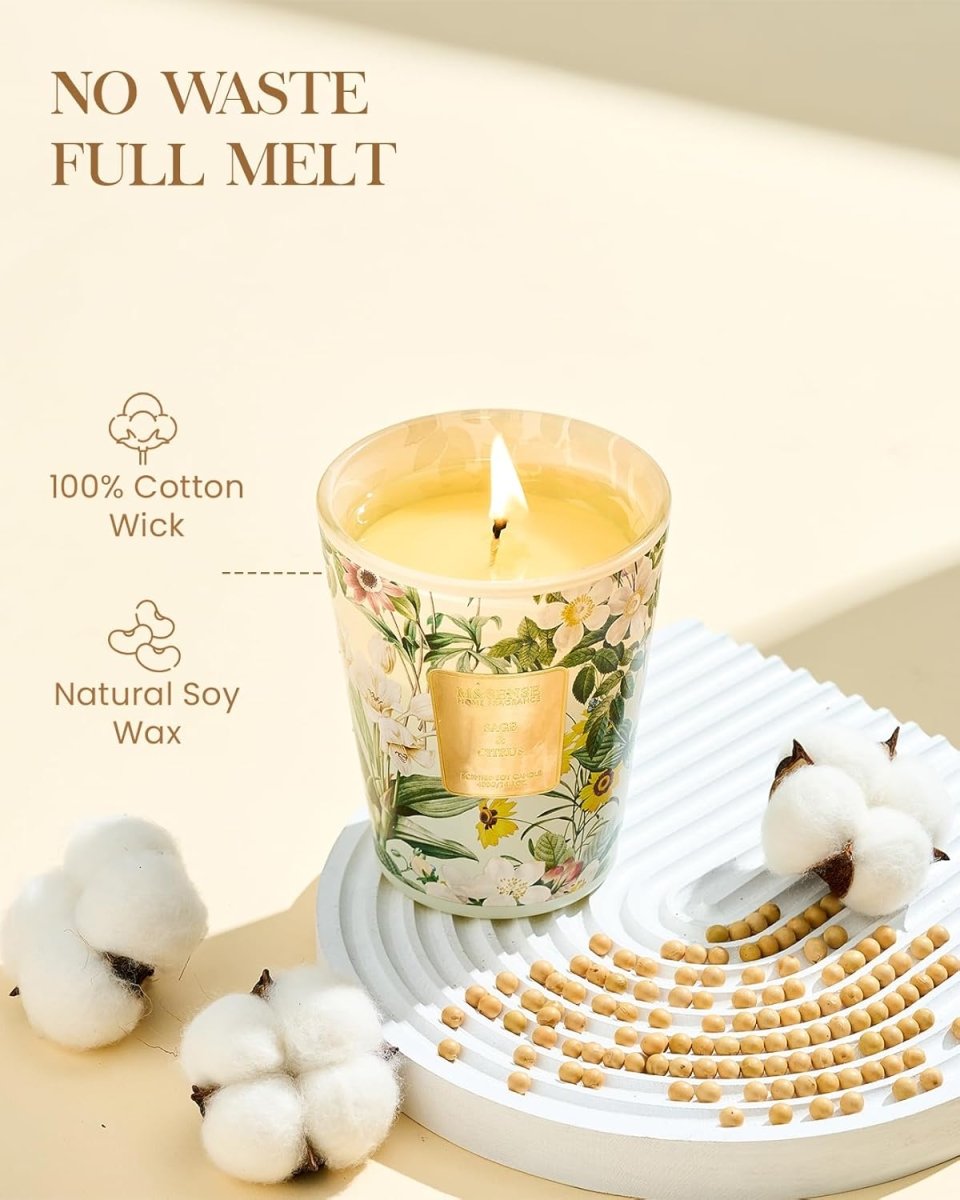 M&amp;SENSE Extra Large Candle Creamy Vanilla Scented, 3 - Wick 35oz 150H Long Lasting, Natural Soy Wax Aromatherapy Candle for Stress Relief, Home Fragrance Fall Winter Christmas Thanksgiving Gifts - Homesidy.com
