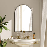 VooBang Arched Wall Mirror, 30 x 38 inch Arch Bathroom Mirror, Wall Mounted Vanity Mirror with Arch Metal Frame, Modern Bathroom Vanity Mirror for Bedroom, Living Room, Hanging or Leaning, Black - Homesidy.com
