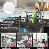 Cisily Kitchen Sink Caddy Organzier with High Brush Holder, Sponge Holder for Sink, 304 Rustproof Stainless, Kitchen Countertop Soap Dispenser Organizer, Kitchen Decor and Accessories - Homesidy.com