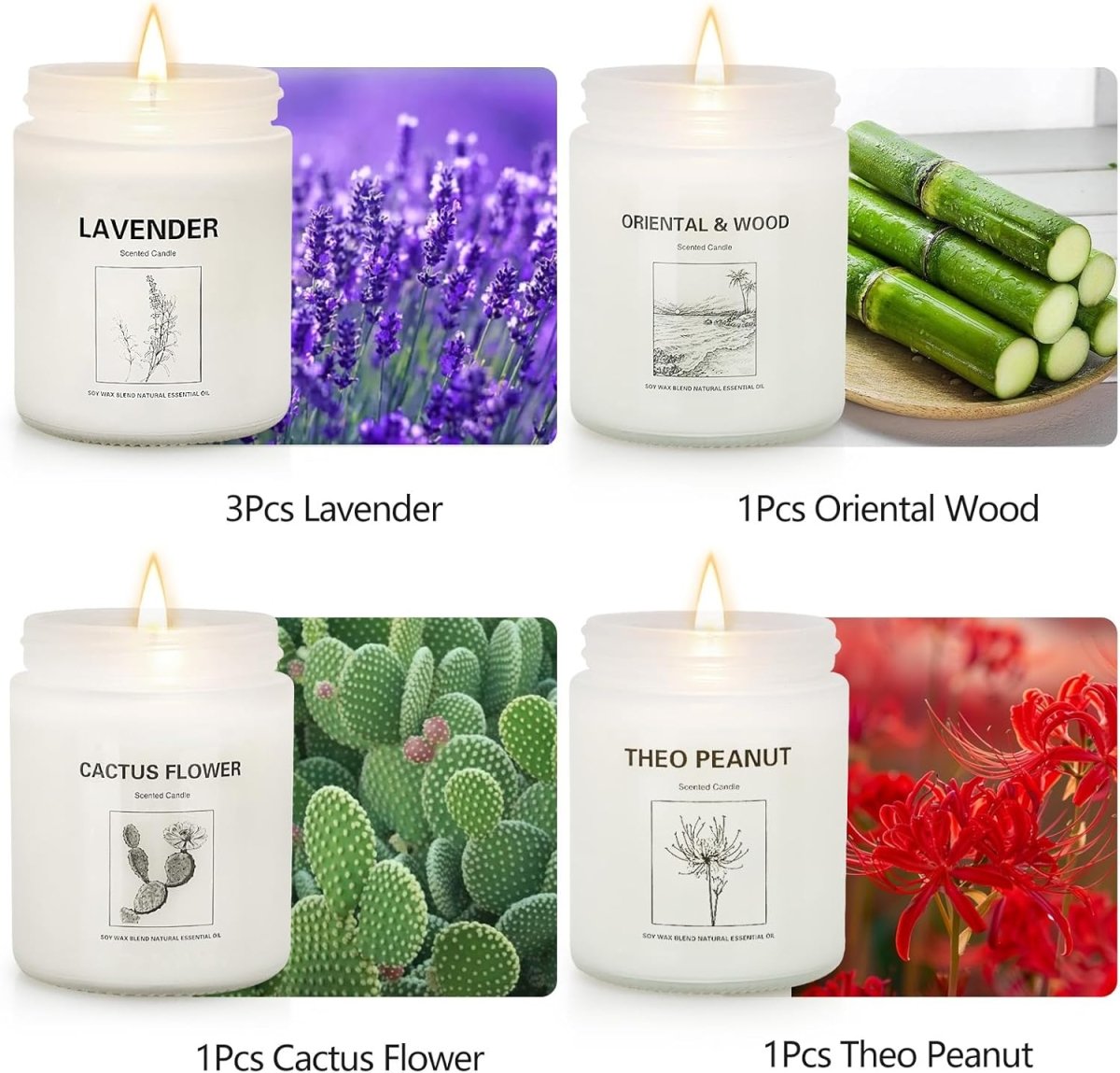 Scented Candle Set, Men Candle Set, Scented Candles for Home, Gifts for Men, 4 Pack Manly Candles Gifts for Mens Scents of Smoke Vanilla/Leather/Oak/Lavender Wood - Homesidy.com