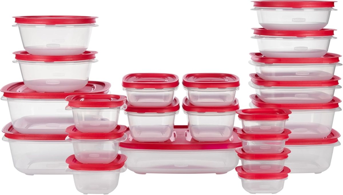 Rubbermaid 16 - Piece BPA - Free Plastic Food Storage Set, Red Vented Lids - Microwave, Dishwasher Safe: Perfect for Meal Prep, Leftovers, and Kitchen Organization - Homesidy.com