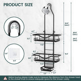 Shower Caddy Hanging Adjustable Shower Caddy, Rustproof Shower Organizer Extended Length Shower Caddy Over Shower Head with Hooks Soap Holder, Large Capacity Anti - Swing Bathroom Organizer, Black - Homesidy.com