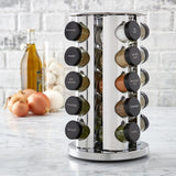 Kamenstein 20 Jar Revolving Countertop Spice Rack with Spices Included, FREE Spice Refills for 5 Years, Polished Stainless Steel with Black Caps, 30020 - Homesidy.com