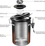 Veken Coffee Canister with Window,Airtight Stainless Steel Pantry Container,Home Kitchen Food Storage Organizers for Ground,Beans,Espresso,Rice,Tea,Sugar,Cereal, Flour,Bar Accessories,Gifts,22OZ,Black - Homesidy.com