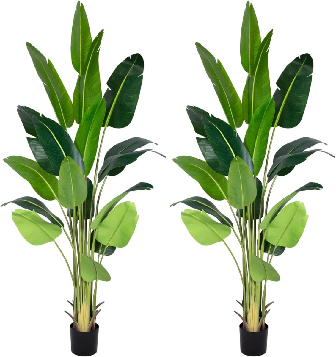 Artificial Bird of Paradise Plant 7Ft Fake Tropical Palm Tree with 17Trunks Faux Banana Leaf Trees in Pot for Home Indoor Outdoor Office Modern Decor Housewarming - Homesidy.com