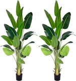 Artificial Bird of Paradise Plant 7Ft Fake Tropical Palm Tree with 17Trunks Faux Banana Leaf Trees in Pot for Home Indoor Outdoor Office Modern Decor Housewarming - Homesidy.com