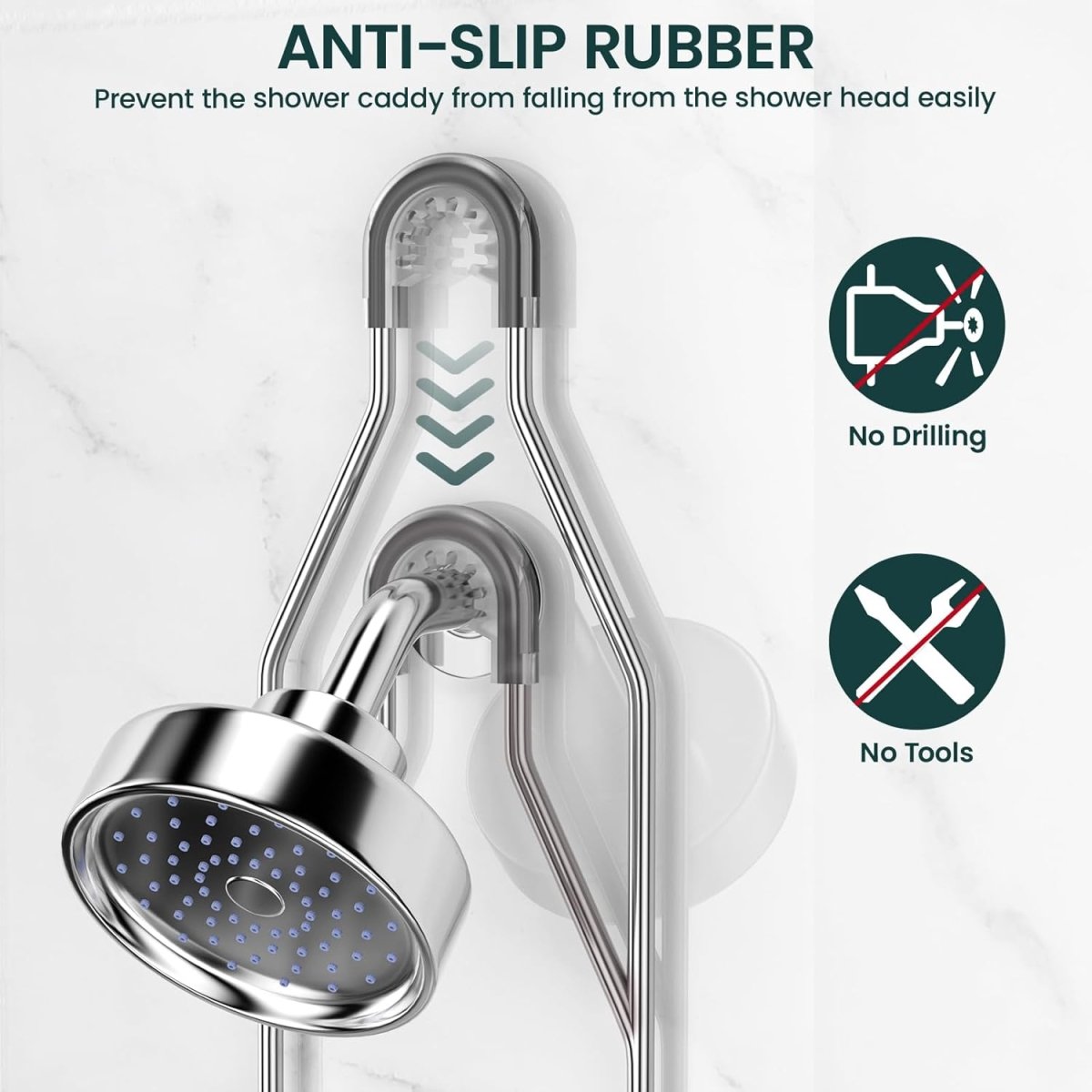 Shower Caddy Hanging Adjustable Shower Caddy, Rustproof Shower Organizer Extended Length Shower Caddy Over Shower Head with Hooks Soap Holder, Large Capacity Anti - Swing Bathroom Organizer, Black - Homesidy.com