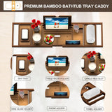 Premium Bamboo Bathtub Tray Caddy - Bath Tub Tray Table for Bathtub - Bath Caddy Tray for Bathtub, Expandable Size, Fits Most Bath Tubs - Homesidy.com