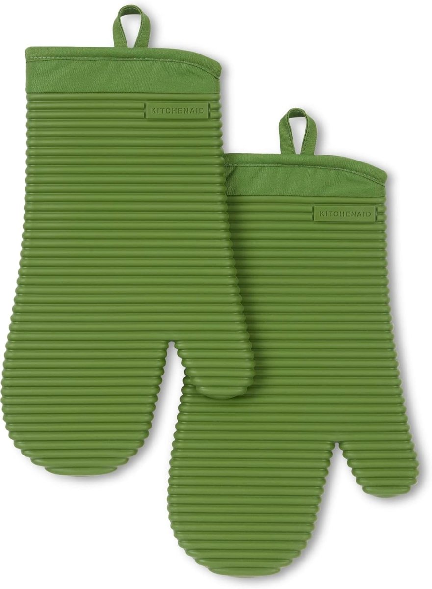 KITCHENAID Ribbed Soft Silicone Oven Mitt 2 - Pack Set, 7.5&34;x13&34;, Milkshake - Homesidy.com