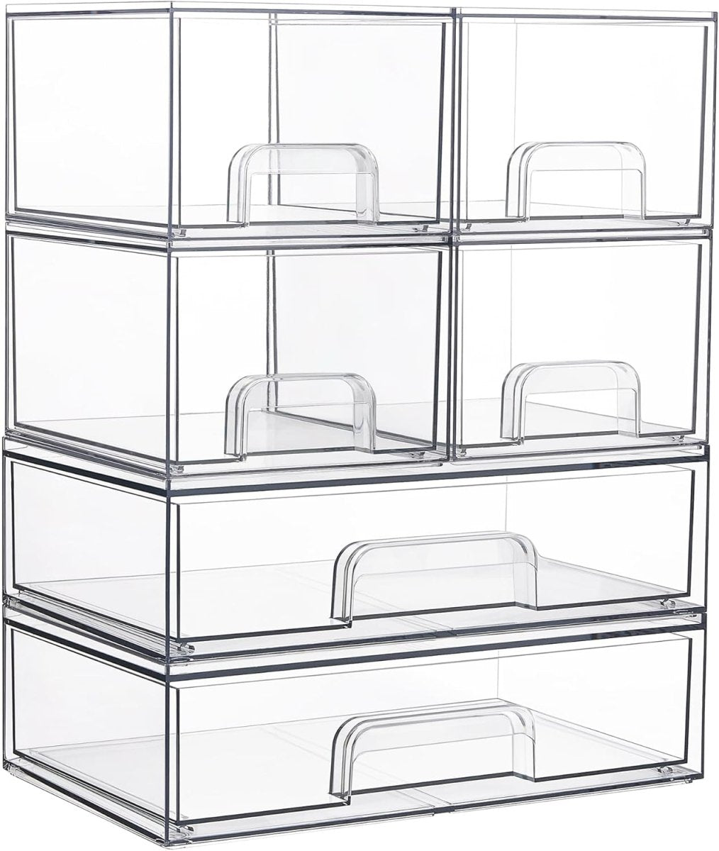 Vtopmart Stackable Storage Drawers Set of 5, Clear Plastic Organizer Bins for Baby Bottle, Beauty Supplies Storage, Ideal for Kichen Countertop, Vanity, Bathroom, Cabinet, Pantry Organization - Homesidy.com