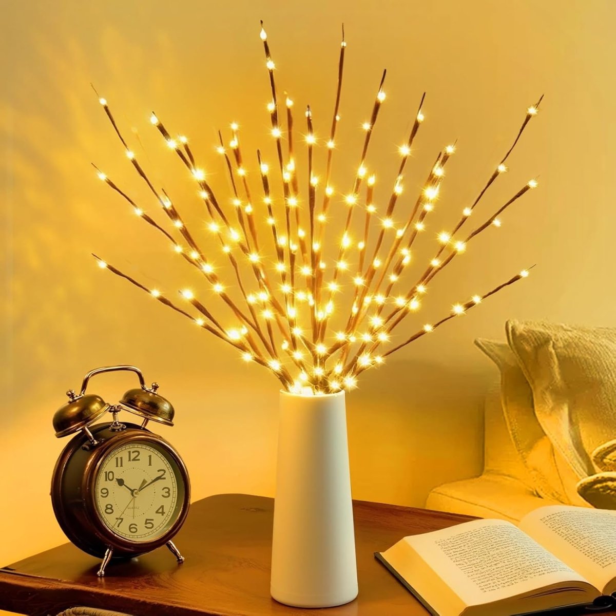 DK177 2 Pack Led Branch Light Battery Operated Lighted Branch Vase Filler Willow Tree Artificial Little Twig Power Brown 30 Inch 20 LED for Home Romantic Decoration, Warm White - Homesidy.com