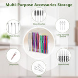 Malldii 9.5” Large Acrylic Straw Holder for Cabinet Door - Reusable Tumbler Straw Organizer Storage, Small Kitchen Accessories Container, Ultra Sticky Cupboard Door Mounted (Transparent) - Homesidy.com