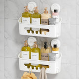 LEVERLOC Shower Caddy Suction Cup, Shower Organizer Removable Bathroom Shelf, Storage Suction Powerful Max Hold 22lbs Bathroom Caddy Waterproof Holder, White - Homesidy.com