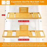 Bathtub Tray Caddy - Bath Tray - Bath Tub Tray Caddy - Bamboo Bath Table Tray for Tub - Expandable Size, Fits Most Tubs - Homesidy.com